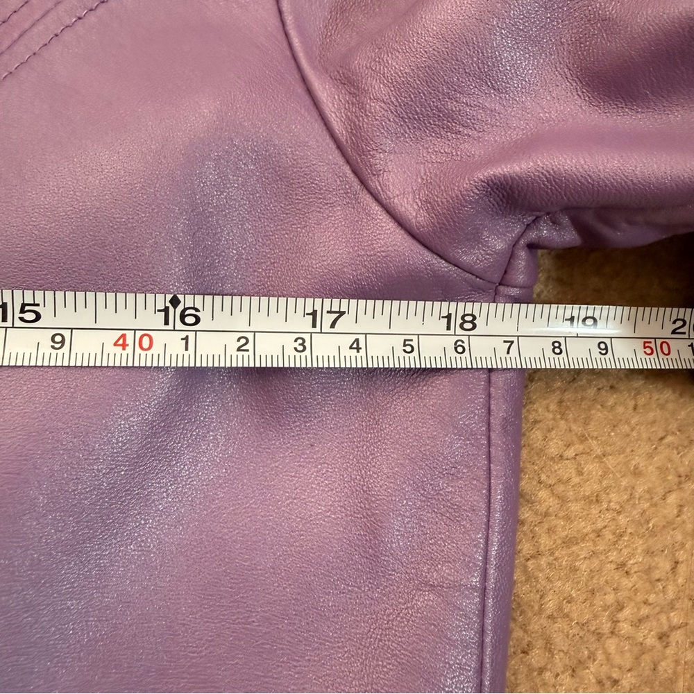 Vintage Nicola Berti Lavender purple leather minimalist zip front Blazer Jacket - Picture 10 of 16
